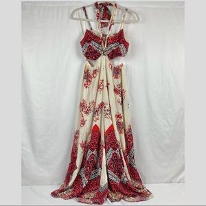 Free People Floral Wide Leg Halter Jumpsuit